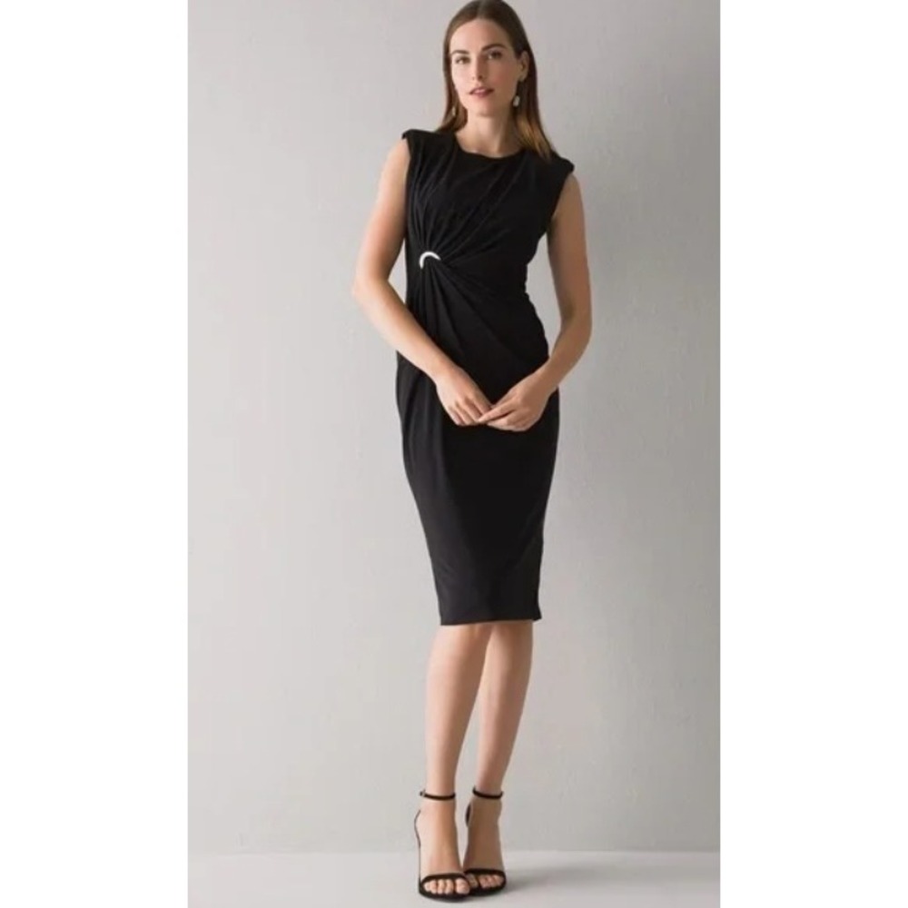 WHITE HOUSE BLACK MARKET Draped Soft Jersey Midi Dress Womens Size S Grommet NEW